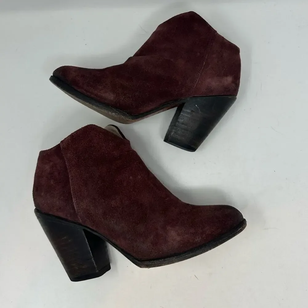 Freebird By Steven Womens Detroit Ankle Boots Booties Burgundy Leather Zip 8